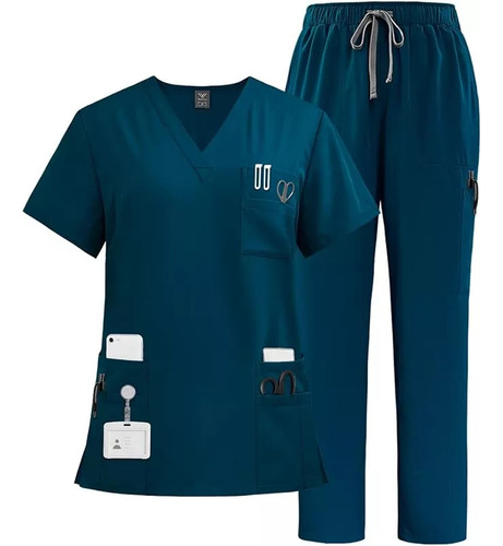 Pijama Quirúrgica Scrub Jogger Uniforme Antifluido Con Bolsa