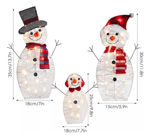 3 Piezas De Luces De Jardín Con Forma De Muñeco De Nieve, Re