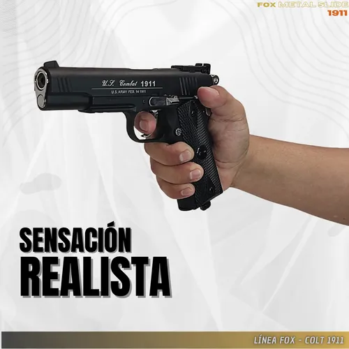 Pistola Fox Metal Slide Combat Colt 1911 Balines Funda 3c.
