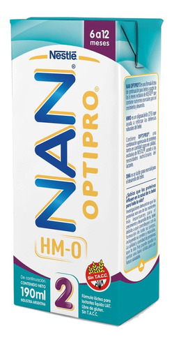 Leche de fórmula líquida Nestlé Nan Optipro 2 en brick de 1 de 190mL - 6  a 12 meses
