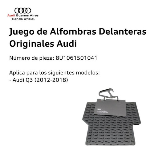 Imagen 2 de 7 de Juego De Alfombras Delanteras Original Audi Q3