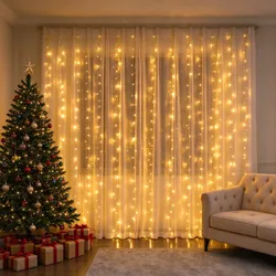 Cortina De Luz 300 Led 3x3 Metros 8 Modos Decoração Natalina