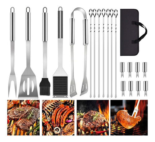 Set De 21 Juego De Utensilio Para Asador Carne Acero Inoxido