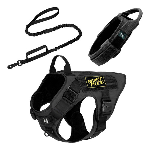 Imagen 1 de 10 de Pechera Táctica Perro + Collar + Paseador + Parche /talla Xl