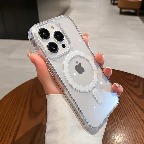 For Magesafe Magnetic Transparent Wireless Charge Case For iPhone 11 12 13 14 15 16 Pro Max Plus Mini X 7 8 Shockproof