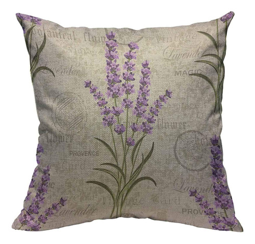 Funda De Almohada Cuadrada De Lino Y Algodón Con Diseño Flor