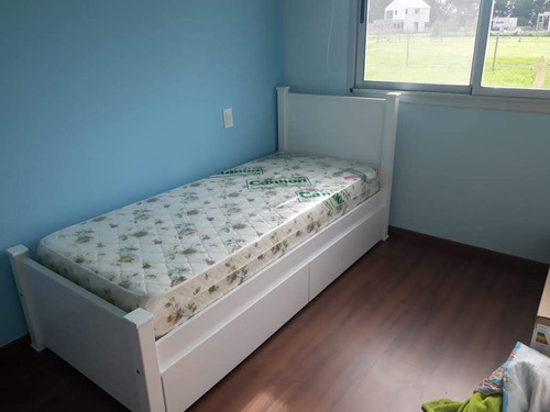 Imagen 3 de 7 de Cama 1 Plaza Linea Recta Minimalista Mdf Laqueada Blanca