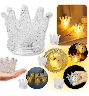 Mini Vela Forma Corona Con Luz Led Souvenir Escritorio Deco