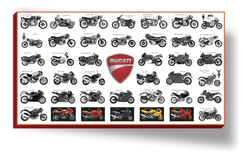 Cuadro Canvas Bastidor Poster Motos Ducati 1954 - 2006 90x50