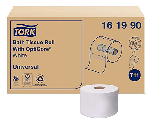 Opticore Mid-size Toilet Paper Roll White T11, Universa...
