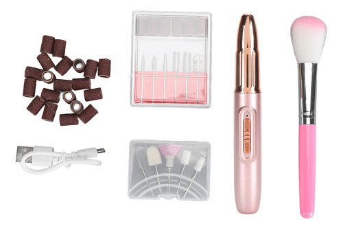 Kit De Lixa De Unhas Elétrica Rosa, Conjunto De Perfuração P