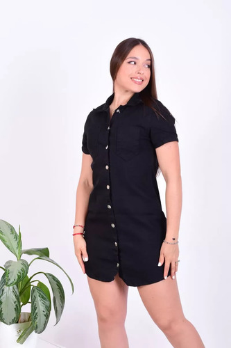 Vestido Jean Elastizado Con Botones