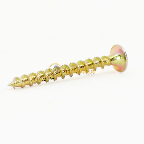 Imagen 3 de 10 de Tornillo Fix Turbo Aguja Zincado Oro 5x45 X 200 U Madera