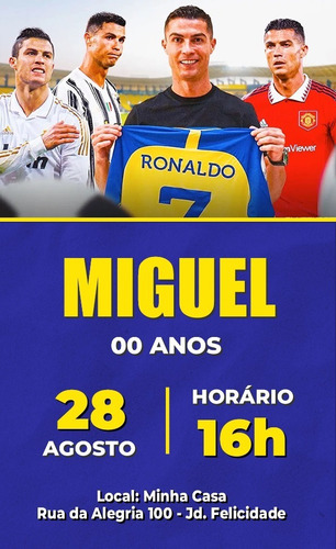 Convite Aniversário Festa Futebol Cristiano Ronaldo Cr7 (2)