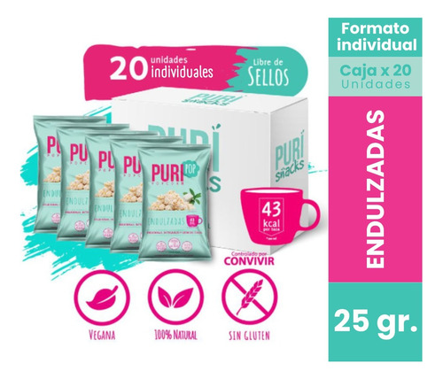 20 Cabritas Puripop Popcorn Formato Individual Endulzada