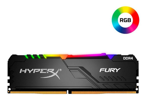 Imagen 2 de 8 de Memoria Ram Gamer Rgb 8gb Ddr4 3200 Hyperx Fury Black Pc