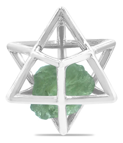 Dije Merkabah Y Cadena De Plata Con Moldavita Chica