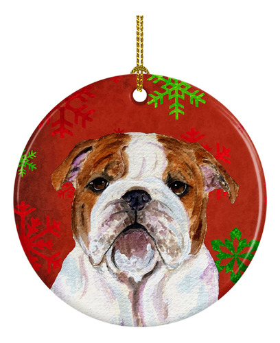 Caroline's Treasures Bulldog English - Copos De Nieve Rojos 