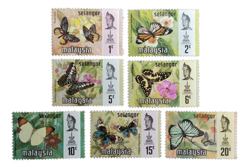 Malasia Selangor Mariposas, Serie Sc 128-34 1971 Mint L15790