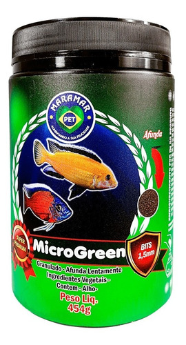 Ração Maramar P/ Ciclídeos Africanos Micro Green 454g 1,5mm