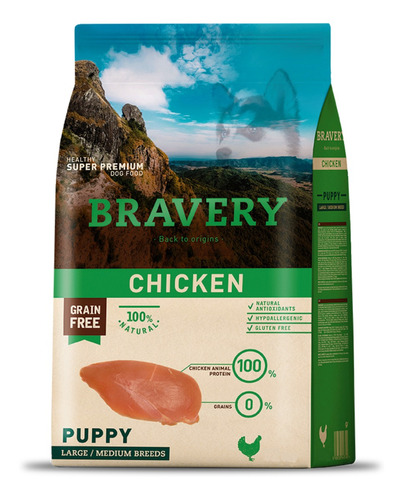 Imagen 1 de 1 de Alimento Bravery Puppy para perro cachorro de raza mediana y grande sabor pollo en bolsa de 4kg