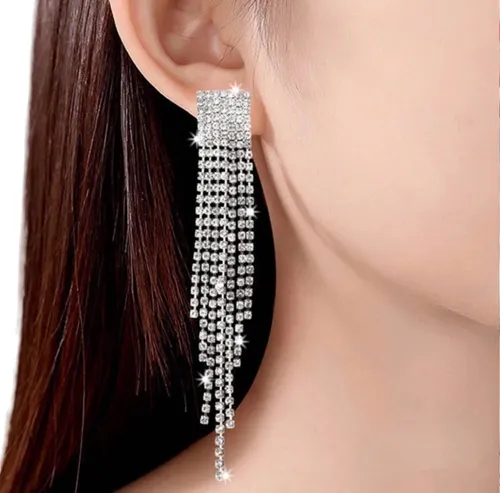 Brinco De Pressão Festa Strass Grande Luxo Quadrado