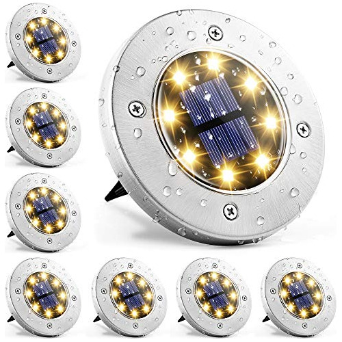 Luces Solares Suelo, 8 Luces Solares De Disco Led Exter...