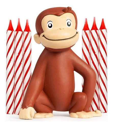 Curioso George Cake Topper Y Set De Velas De Cumplea