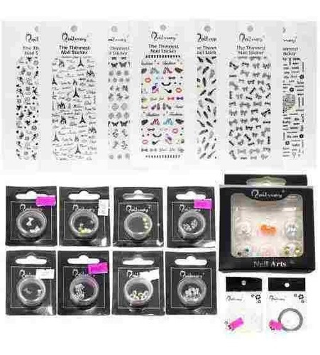 Kit N7 Nail Art Stickers Especiales Uñas + Deco 3d + Cinta