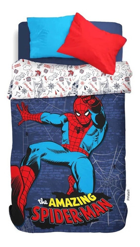 Acolchado Infantil Plaza 1 Y 1/2 Spiderman Hombre Araña Nene