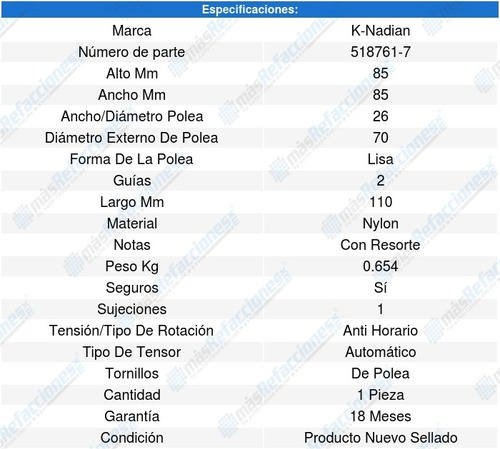 Tensor Accesorios 550i 8cil 4.8l 10-15 K-nadian 8584853