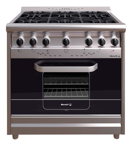 Cocina A Gas Morelli 18037 Country 900 6 Hornallas Con Visor Color Acero inoxidable