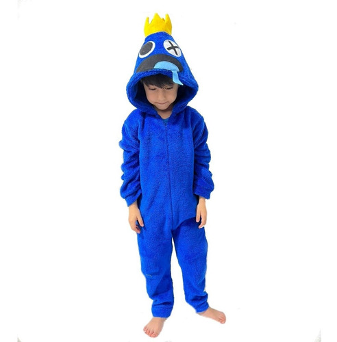 Macacão Pijama  Fantasia Kigurumi  Azul  Babão  Do Roblox