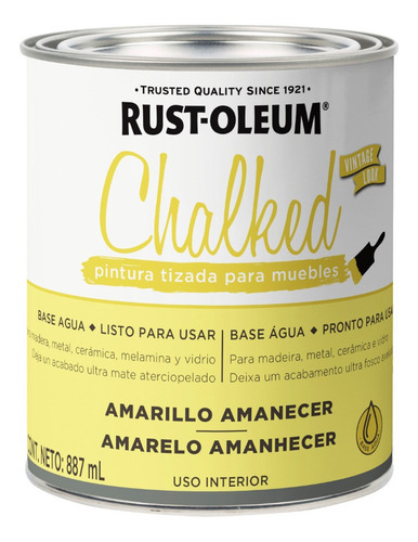 Pintura Tizada Chalked Muebles Rust Oleum Amarillo Amanecer