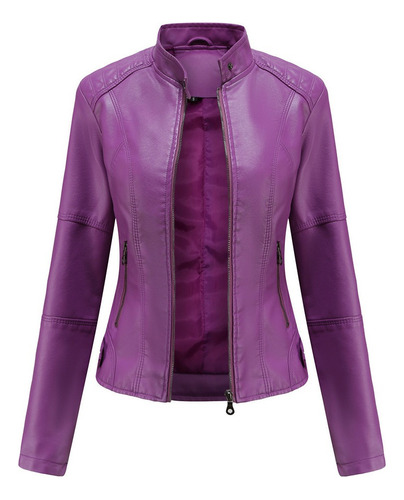 Chaqueta De Cuero Biker Slim Mujer