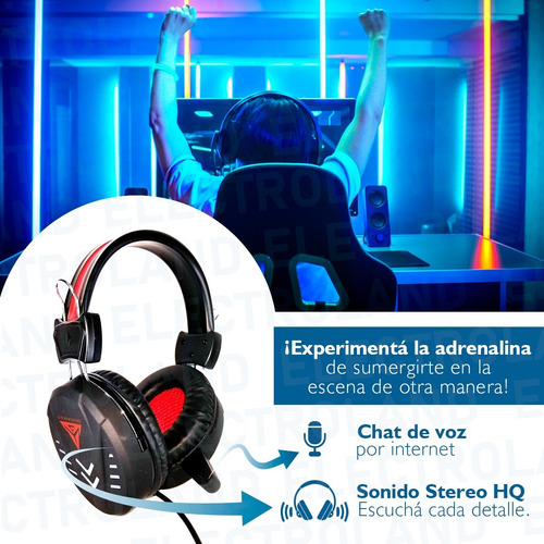 Imagen 7 de 10 de Auricular Gamer Luz Led Rgb Micrófono Sonido Hq Pc Ps4