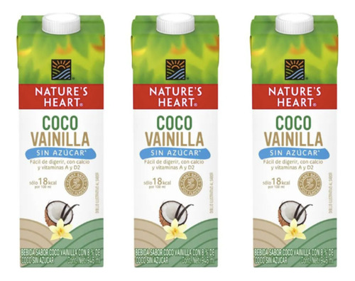 Bebida Nature's Heart Coco Vainilla Sin AzĂșcar 3 Pz De 946ml