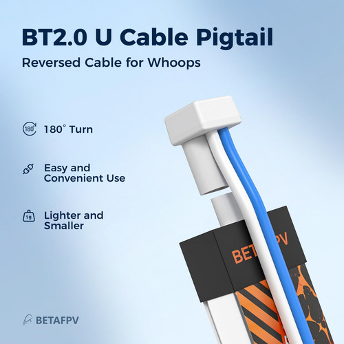 Cable Pigtail Betafpv Bt2.0 U Macho, 40 Mm, 22 Awg (x6)
