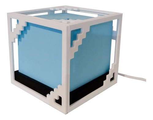 Lampara Faro De Minecraft - Velador Blanco Celeste