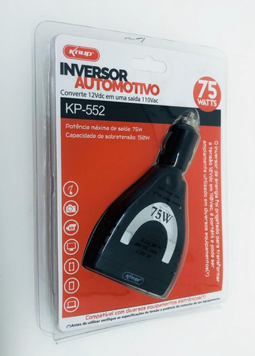 2 Inversor 12v 110v 75w Usb Knup Kp-552 Automotivo Atacado