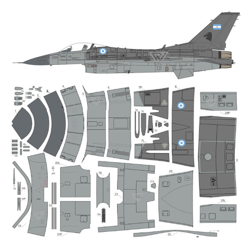 Proyecto F-16 Argentina Esc 1:33 - Papercraft (envio X Mail)