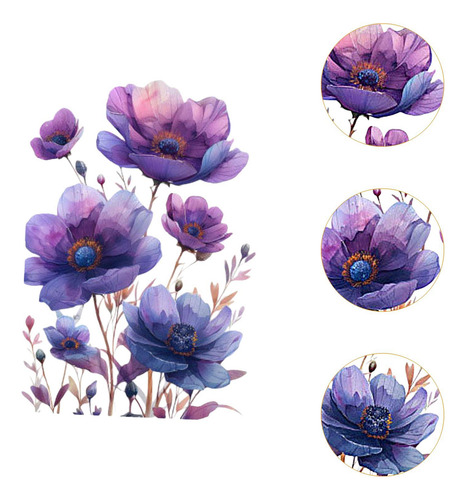 De Pared Con Flores Moradas, Para Ventana De Cristal, Para