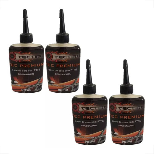 4x Óleo Lubrificante Corrente Tectire Cera 90ml C/ Ptfe Mtb