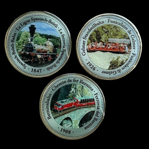 Lote De 3 Medallas De Ferrocarriles De Suiza Sin Circular
