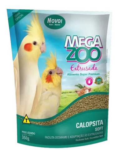 Ração Extrusada Para Pássaros Calopsita Soft 350g Megazoo