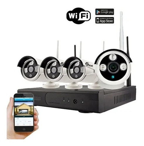  Kit Vigilancia 4 Cam 2.0 Mpx Inalambrico Wifi- Full Hd Mli