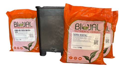 Maceta De 7 Lt Con 3 Kgs De Tierra Vegetal Y 2 Lts De Fibra
