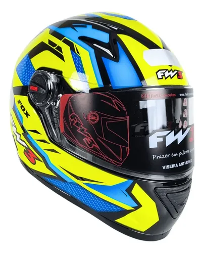 Capacete para moto integral FW3 GTX Fox 951 0558 amarelo brilhante