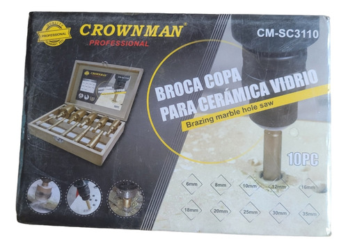 Set De 10 Brocas Copa Sierra Ceramica Y  Vidrio 