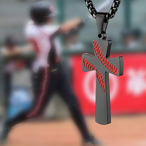 Collar Con Colgante De Cruz De Béisbol Para Hombres Y Niños,